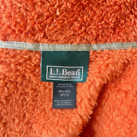 L.L. Bean Orange Polartec Curly Fleece Sherpa Zip Up Jacket - Picture 7 of 8